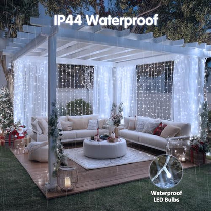 JMEXSUSS 200 LED White Curtain Lights, USB Powered, 6.5ft x 6.5ft - color: White, size: 200 LED