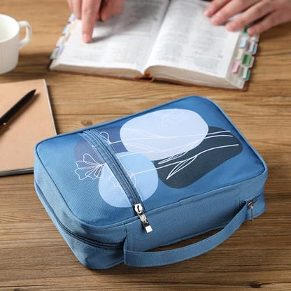 Mr. Pen- Bible Cover Case | Carrying Book Case with Durable Handle and Zippered Pocket, Bible Protective Church Bag for Men & Women, Christian Gifts - color: Blue Bloom