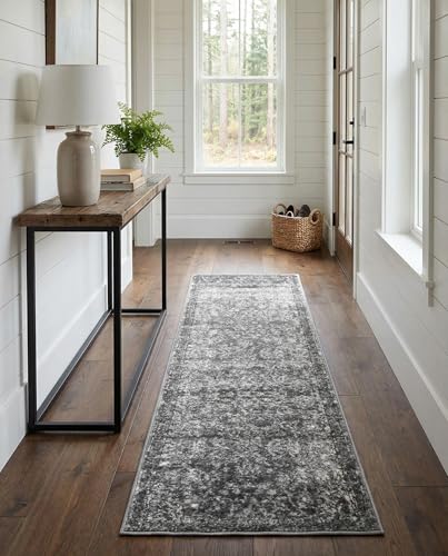 Rugs.com Oregon Collection Rug – 8 Ft Runner Gray Low-Pile Rug Perfect for Hallways, Entryways - color: Grey 6, size: 2'2" x 8' (Runner)
