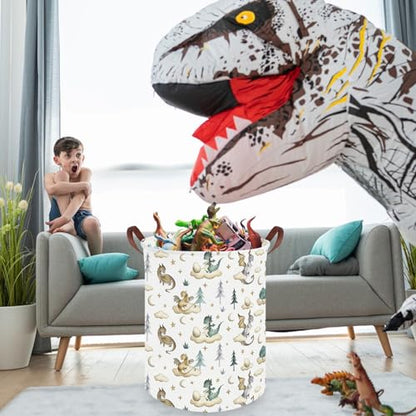 Dinosaur hamper,Dinosaur Collapsible Kid Room Basket,Cloud moon star dragon egg laundry hamper for kids,Nursery hamper,party gift basket,Shelf Book Basket(Cute dinosaurs) - color: Cute dinosaurs