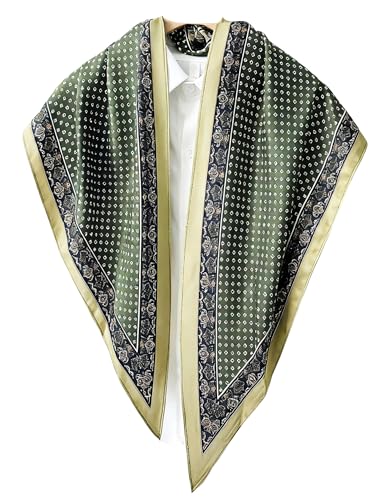 Triangle Shawls Scarf Head Hair Neck For Women Scarves Fashion Silk Feeling Lady Lightweight 51 * 23.6inch - color: K22-green Background With White Dots（51*23.6inch）