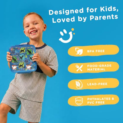 JXXM Bento Lunch Box for Kids With 8oz Soup thermo,Leak-proof Lunch Containers with 5 Compartment,thermo Food Jar and Lunch Bag, Food Containers for School (A-Blue(Dinosaur)) - color: A-Blue(Dinosaur)