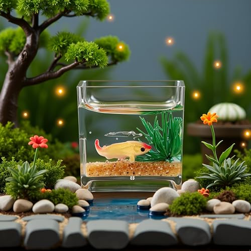1Pc Square Fish Tank Toy, 1:12 Scale Miniature Dollhoue Accessories, Resin Dollhouse Fish Tank Accessories for Garden Scene Decor