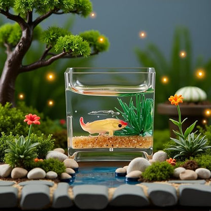 1Pc Square Fish Tank Toy, 1:12 Scale Miniature Dollhoue Accessories, Resin Dollhouse Fish Tank Accessories for Garden Scene Decor