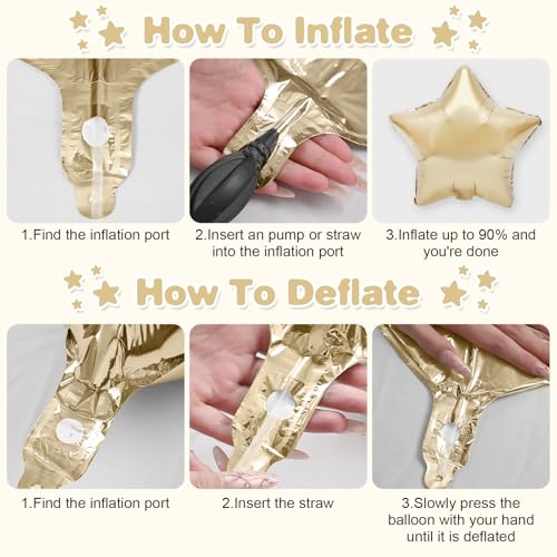 White Gold Star Foil Balloons,12Pcs 18Inch Star Shaped Balloons - color: White Gold