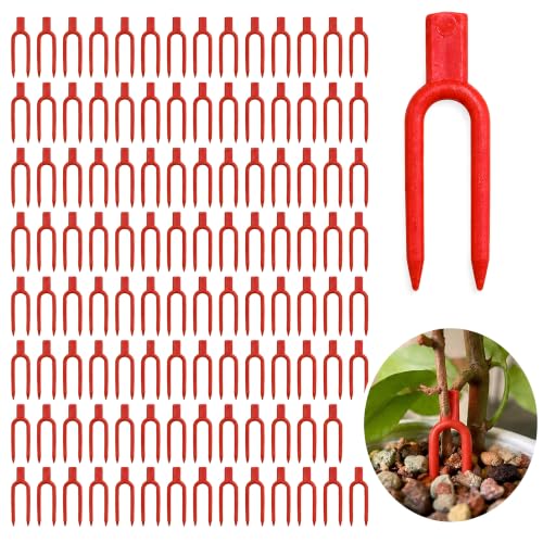 100pcs Plastic Gardening Plant pin Strawberry Support Clips Watermelon Fork Farming Securing Vines Fixing Clips Tool