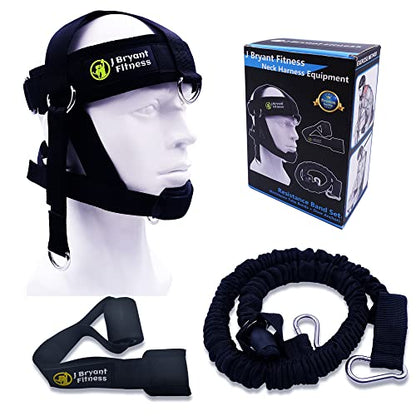 J Bryant Neck Harness Head - Weight Lifting with Resistance Tube Bands - Door Anchor Set Adjustable Neck Training Strap Exercise Equipment - color: Black-L(23"-25")
