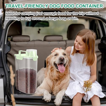 TBMax Travel Dog Food Storage Container 5 lbs with Dog Bowl, Airtight Pet Cat Food Storage Dispenser with Large Spout & Measuring Cup for Kibble Dog Treat Bird Seed Container -Green - color: Green 6Qt