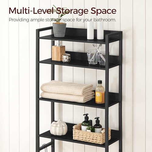 MAHANCRIS Over The Toilet Storage and Fish Tank Stand Bundle, 4 Tier Bathroom Organizer Over Toilet, Aquarium Stand with 2-Tier Storage Shelves, Storage Rack for Home Office, TSHB0401-FTBK3001