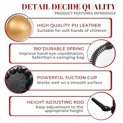 Reflex Ball Speed Bag Punching Bag Free Standing Boxing Bag with Reinforced Spring Strong Durable Relief Stress Ball with Adjustable Height