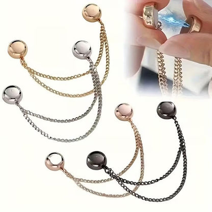 6PCS Magnetic Shirt Clips for Women, Adjustable Chain Clothing Clips No-Sew Magnetic Fasteners for Shirts, Sleeves, Skirts, Pants & Dress Waist Cinch Accessories (3 Colors 6pcs)