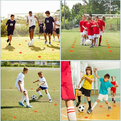 4inch & 9inch Poly Spots Spot Markers for Gym Floor, 12/24 Pcs Flat Cones Non-Slip Rubber Floor Dots Agility Markers for Soccer Basketball Sports Speed Training, Dance, Classroom Activities - style: 24Pcs 4 inch Orange