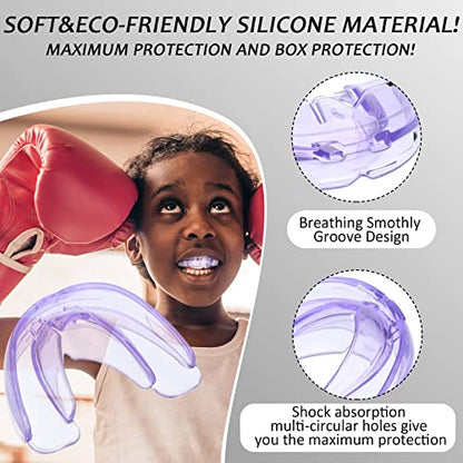 TOODOO 6 Pieces Braces Mouth Guard Kids Sports Mouth Guard for Kids Double Football Youth Mouthguards for Boxing Football Hockey Karate Basketball (Transparent Purple) - color: Transparent Purple
