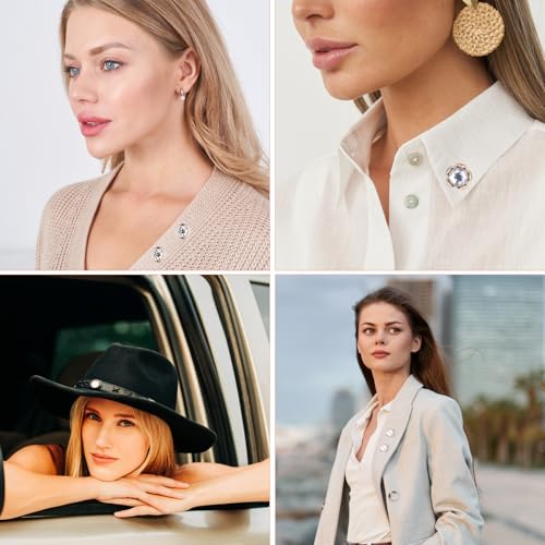 20 PCS Women Shirt Brooch Buttons No-Sew Invisible Pearl Brooch Buttons Cover Up Lapel Pins Blouse Modesty Pin Prevent Accidental Exposure Decorative Pins for DIY Cardigan Bag Dress Clothes