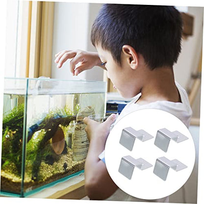 TEHAUX 4pcs Stainless Steel Aquarium Lid Holders Fish Tank Cover Support Brackets for Glass Sturdy and Practical Fish Tank Accessories