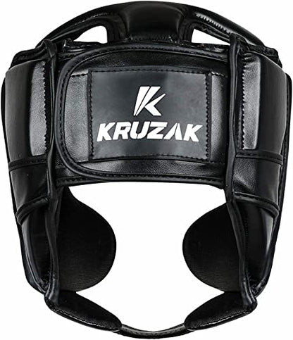 Kruzak Unisex Boxing Headgears - MMA Training, Adjustable Padded, Kara,Muay Thai Headgear, Kickboxing, Sparring, Martial Arts, Karate, Taekwondo MMA Body Equipment - color: Black, size: Small-Medium