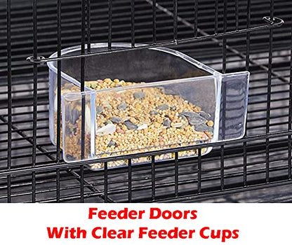 Small Breeder Breeding Cages with Center Dividers, Pack of 6, 24 x 16 x 16 H inches (24 x 16 x 16 H inches, Black) - color: Black