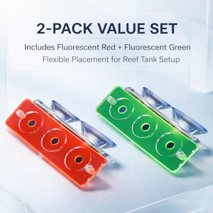 kcrygogo Acrylic Coral Frag Rack with Double Suction Cups, 3 Hole Coral Plug Holder for Reef Tank Aquarium, Fluorescent Green & Fluorescent Red, 2PCS