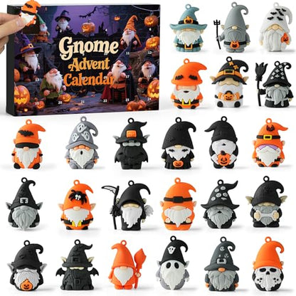 Gnome Advent Calendar 2026 Halloween,24 Day Halloween Countdown Calendar with 24 Collectible Gnome Gifts for Kids Boys Girls Toddlers Boo Basket Stuffers - color: Multi Gnome