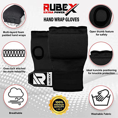 Slip on Boxing Hand Wraps Padded Thick Knuckle Inner Gloves 36 inches Elastic Wrist Strap Quick Wrap Under Mitts for Martial Arts, Muay Thai, MMA, Kickboxing Men Womem - color: Black, size: Small