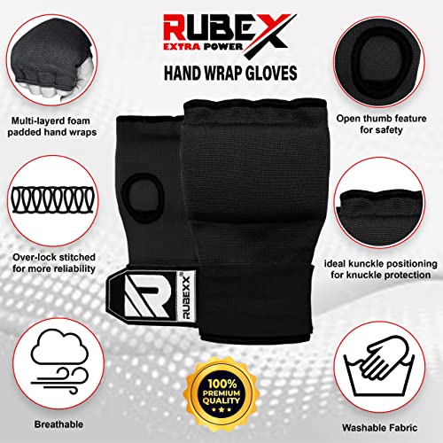 Slip on Boxing Hand Wraps Padded Thick Knuckle Inner Gloves 36 inches Elastic Wrist Strap Quick Wrap Under Mitts for Martial Arts, Muay Thai, MMA, Kickboxing Men Womem - color: Black, size: Medium