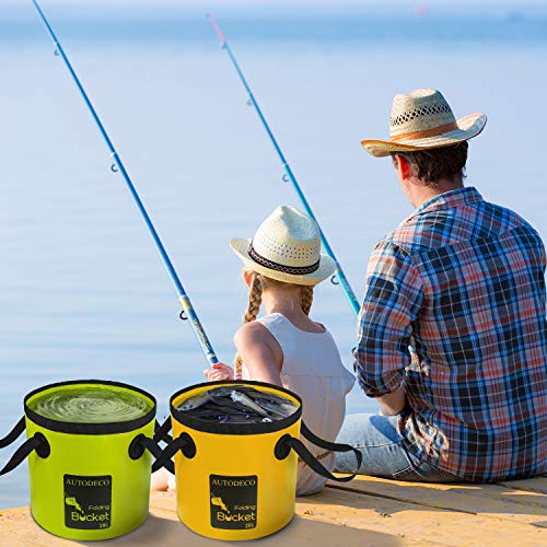 Collapsible Bucket 5 Gallon Container Folding Water Bucket Portable Wash Basin 20L - color: Yellow