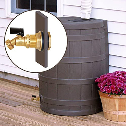 Joywayus Brass Water Container/Rain Barrel Spigot Kit 3/4" Threaded | Quarter Turn Ball Valve, 3/4" Female to 1" Male Bulkhead Fitting, Water Tank Connector, Fit for Garden Hose - style: Style 2