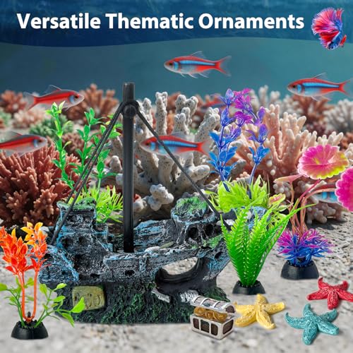 10Pcs Tank Accessories for Beta Fish,Small Fish Tank Decorations, Beta Fish Tank Starter Kit