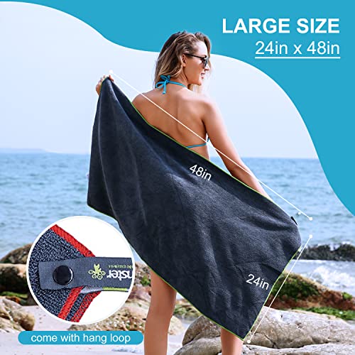 4Monster 4-Pack Quick Dry Microfiber Travel Towels – Super Absorbent, Ultra-Soft Camping Towel Set with Water-Resistant Bag, Lightweight & Compact for RV, Gym, Beach, Pool, Swimming, and Family Trips - color: 4-navy