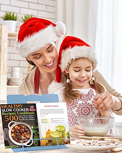 MSDADA Desk Book Stand Metal Reading Rest Book Holder Adjustable Cookbook Documents Holder Bookstands for Recipes Textbook Music Books, the First Day of School Gift for Students, Teachers (Light Blue) - color: Light Blue