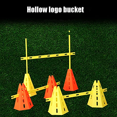 Agility Training Cone Plastic Sports Cone Set Adjustable Height Agile Cone, 6 Training Cones and 6 Marking Rods