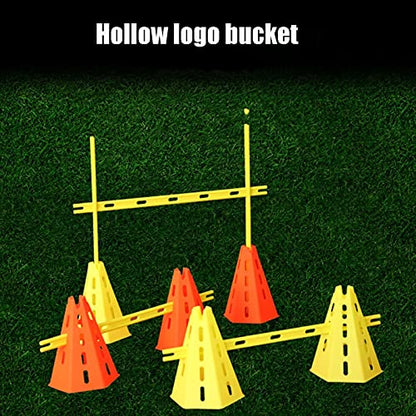 Agility Training Cone Plastic Sports Cone Set Adjustable Height Agile Cone, 6 Training Cones and 6 Marking Rods
