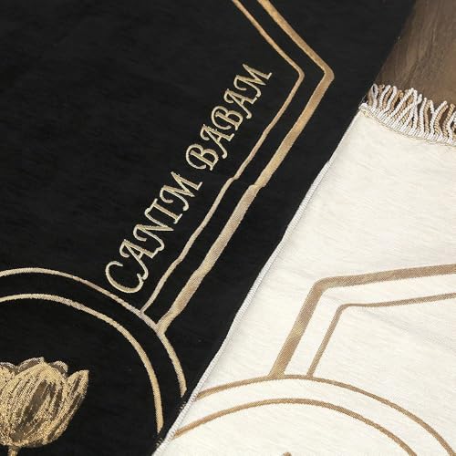 VHD Personalized Couple Muslim Prayer Mat Set: Rose Patterned Heart Shaped Prayer Rugs Gift, Islamic Gift, Wedding Gift