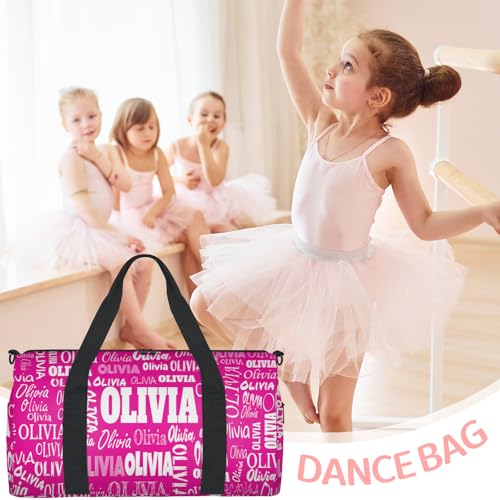 Personalized Gym Cheerleading Tote Carry-On Bag, Deep Pink Rosy | Custom Name Sports Travel Weekender Duffel Bag for Teens - color: Deep Pink