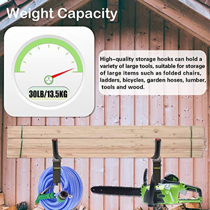 6 Set Garage Hooks - Wall Mounted, Heavy Duty, 7 Inch Large, Extension Cord Hanger, J Hooks for Ladder, Mowers, Cable Bracket - Black - size: 7 Inch- 6 Set