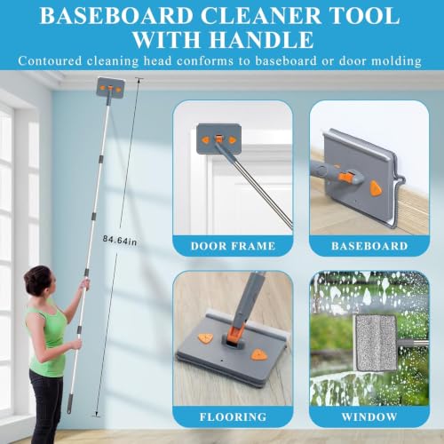 Microfiber Duster Kit 25pcs with 30 to 100 Inches Extension Pole and Baseboard Cleaner Tool, Washable and Bendable Feather Duster for Cleaning Ceiling Fans, High Ceilings, Cobwebs, Blinds,Grey - size: 25pcs