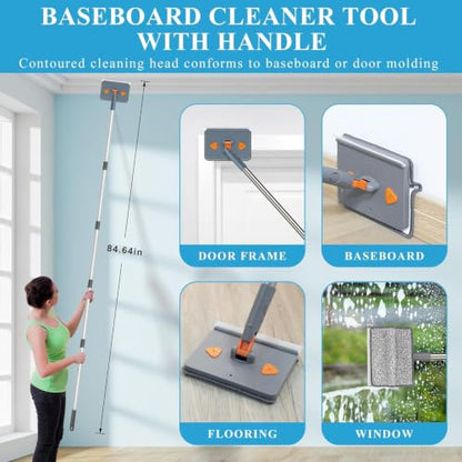 Microfiber Duster Kit 25pcs with 30 to 100 Inches Extension Pole and Baseboard Cleaner Tool, Washable and Bendable Feather Duster for Cleaning Ceiling Fans, High Ceilings, Cobwebs, Blinds,Grey - size: 25pcs