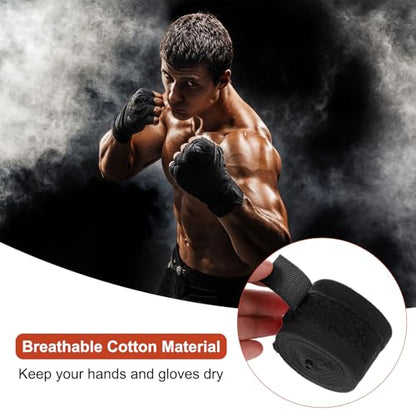 PATIKIL Boxing Hand Wraps, Elastic Boxing Wraps Cotton Fist Mitts Wrist Straps Protection for Muay Thai Martial Art - color: Black, size: 197 inch