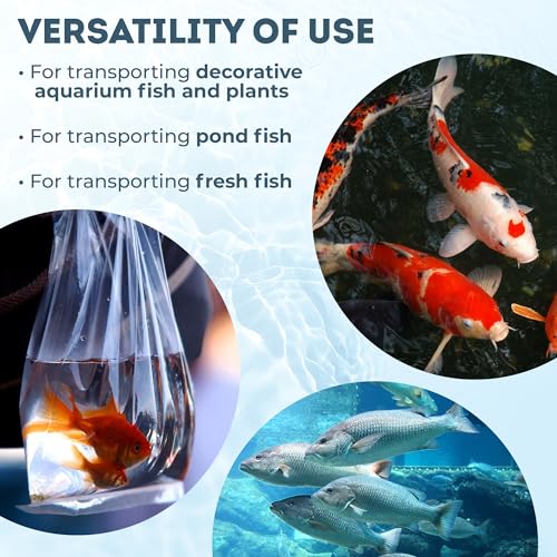 Clear Plastic Fish Bags, 10 x 24 Inches. Pack of 100 Fish Shipping Bags for Sea Creatures & Vegetation. Durable Transparent Poly Bag, 2 Mil Thick. Leak Proof Clear Bag with Reinforced Seams