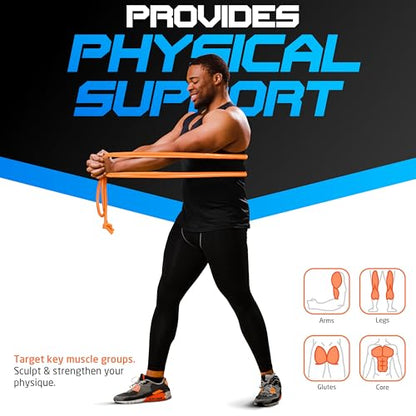 Resistance Bands - 16 Feet Long - 88 lbs Resistance - Strength Training Bands - Elastic Workout Bands - Wrestling Resistance Bands - Fitness & Home Workout Equipment - Resistance Training - color: Orange