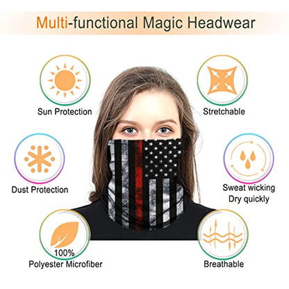 JOEYOUNG Headwear, Bandana, Neck Gaiter Head Wrap Headband Balaclava Magic Scarf - color: A-black Flag