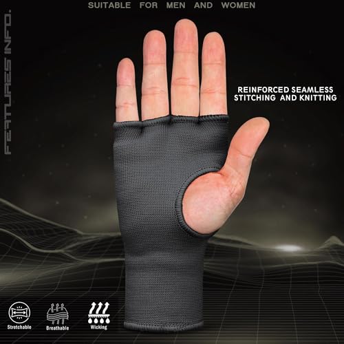 Mytra Fusion Inner Gloves Elastic Quick Easy Gel Padded Boxing Hand Wraps for Men & Women Boxing Wraps for MMA, Muay Thai, Kickboxing, Punching and Martial Arts - size: Large-X-Large