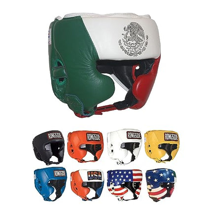 Ringside Competition Boxing Muay Thai MMA Sparring Head Protection Headgear with Cheeks - color: Mexican Flag, size: X-Large