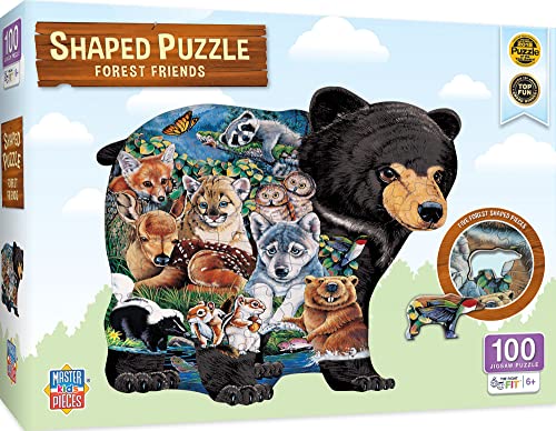 MasterPieces 100 Piece Shaped Jigsaw Puzzle for Kids - Forest Friends - 14"x19" - style: Forest Friends Shaped