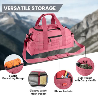Hannibal Tactical 35L Large Duffle Bag, 3-in-1 Tactical Backpack MOLLE Pack for Sports/Gym/Outdoor, Pink - color: Pink