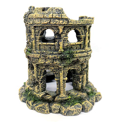M2cbridge Antique Roman Column Ruins European Castle Aquarium Decorations Fish Tank Hideout Rocks (Roman Column Round) - color: Roman Column Round
