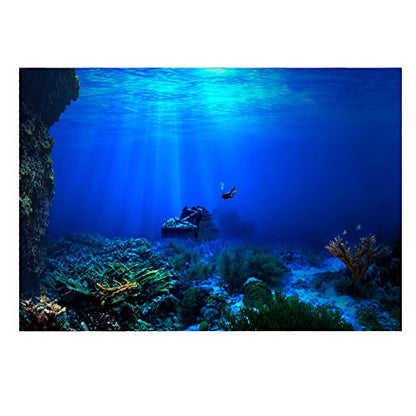 GOTOTOP Aquarium Poster 3D Effect Adhesive, Aquarium Background Decoration Seaworld Poster Self-Adhesive Underwater Decor 24.02 x 16.14 inch - size: 24.02 x 16.14 inch