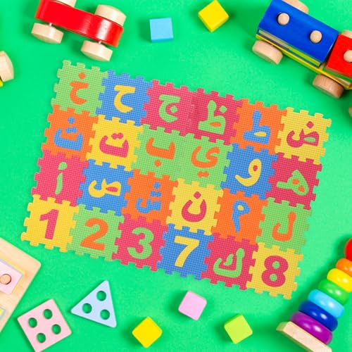 ERINGOGO 36pcs Arabic Mats Numbers Foam Puzzle Foam Playmat for Babies Baby Crawling Toys Puzzle Play ABC Kids s Arabic Letter Eva Child Floor Brick