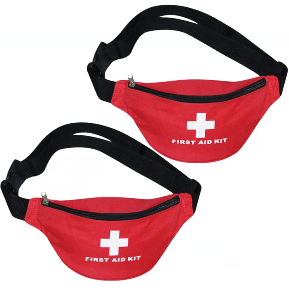 First Aid Empty Kit,Compact and Lightweight Waterproof First Aid Bag Empty with Zippered for Emergency at Home, Office, Car, Outdoors, Boat, Camping, Hiking(Bag Only) (2 Pack Fanny Pack) - size: 11*5.5*3.5 inch