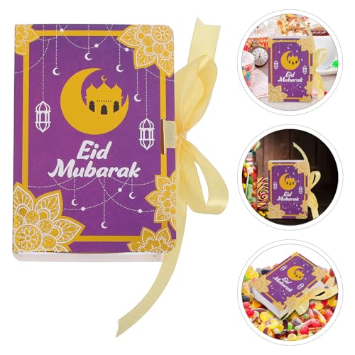 VILLCASE Eid Mubarak Candy Boxes 20pcs Paper Party Candy Containers Book Shaped Packaging Boxes for Ramadan Treat Holders Storage Supplies
